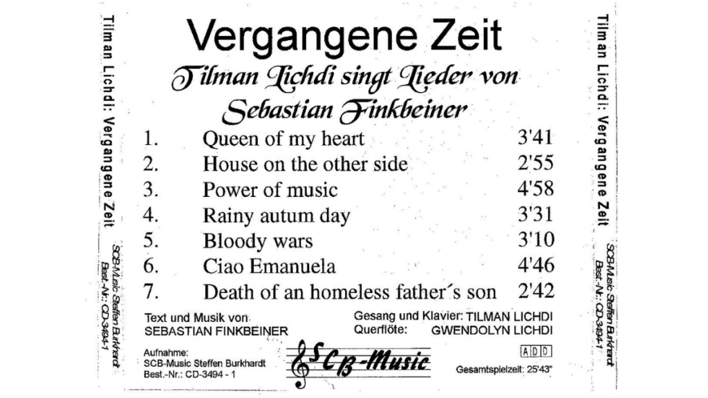 CD Rückseite Vergangene Zeit Tilman Lichdi singt Lieder von Sebastian Finkbeiner