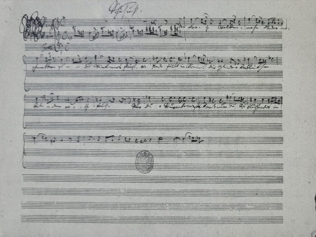 Sehnsucht D516 Autograph des Entwurfs, Fragment aus Programm Heft März 2018 verfasst von Thomas Seyboldt